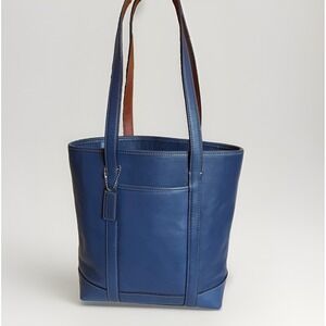 Vintage Coach Hampton Tote #5187 Blue Leather Shoulder Work Book Gallery Bag